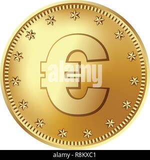 Golden euro coin, money. Stock Vector