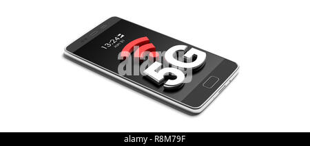 5G symbol and smartphone on a white background . 3d rendering Stock Photo -  Alamy