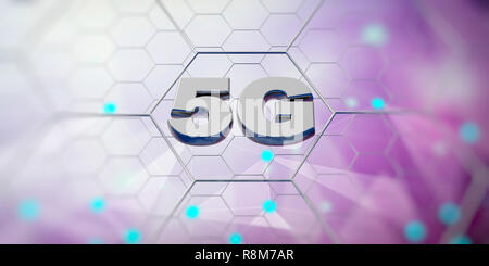 5G High speed network connection. 5th generation new mobile wireless internet wifi against abstract digital background. 3d illustration Stock Photo