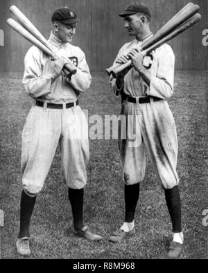 Tyrus Raymond 'Ty' Cobb, Detroit Tigers &  Joe Jackson, Cleveland Naps, 1913. Stock Photo