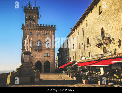 San Marino square of Palazzo Pubblico - Repubblica di San Marino Stock Photo