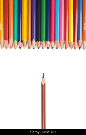 Colored pencils on white background. Stock Photo