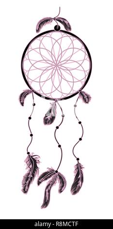 North American Indian dreamcatcher ornament isolated on a white background Stock Vector