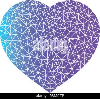 Abstract heart symbol, blue and purple color, heart gradient glyph icon isolated on white background Stock Vector