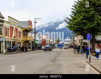 Main Street in Skagway Alaska Stock Photo