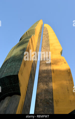 SEOUL, SOUTH KOREA - 30 NOVEMBER 2018: The Tower of the Korean War, symbolising a bronze sword and the tree of life. Stock Photo