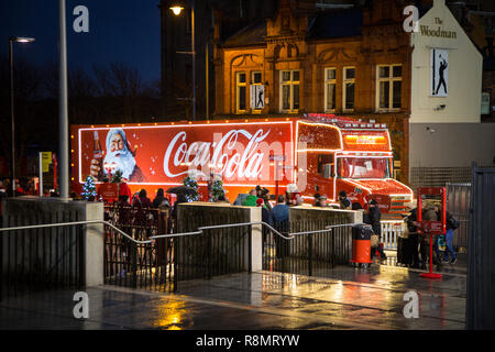 Birmingham, UK. 16th Dec 2018. Coca Cola truck comes to Birmingham at Eastside Park on the last day of it's six week tour of the UK Credit: steven roe/Alamy Live News Stock Photo