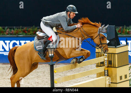 Prague, Czech Republic. 15th December, 2018. Global Champions Prague Playoffs. Longines Global Champions Super Grand Prix. Ludger Beerbaum riding Casello. O2 Arena, Prague, Czech Republic. 12/16/18 © Tomas Holcbecher/Alamy Live News Stock Photo