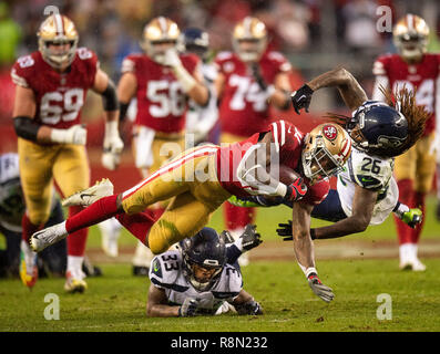 October 3, 2019: Seattle Seahawks safety Tedric Thompson (33) celebrates  his interception after an instant replay overruled the call on the field of  an incomplete pass during a game between the Los