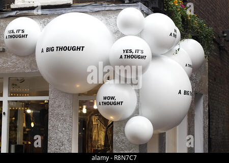 Wow a Thought, a big thought, yes its a thought, Christmas Baubles. Stock Photo