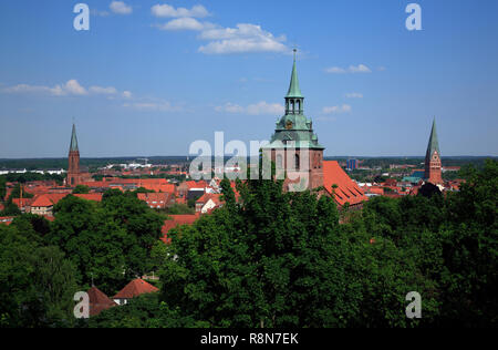 View from Kalkberg to Michaeliskirche and the old town,  Lüneburg, Lueneburg, Lower Saxony, Germany, Europe Stock Photo