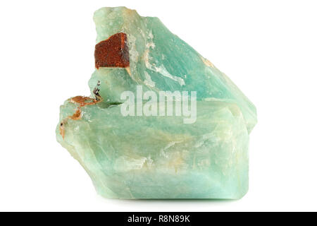 amazonite from Crystal Peak, Colorado isolated on white background Stock Photo