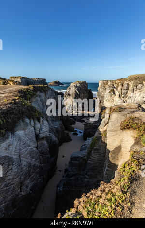 Cliffs of Port Bara in Saint-Pierre Quiberon (Morbihan, France) Stock Photo