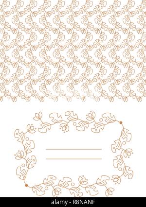 Invitation to the celebration, A 5 format, spread, golden floral pattern on a white background. Stock Vector