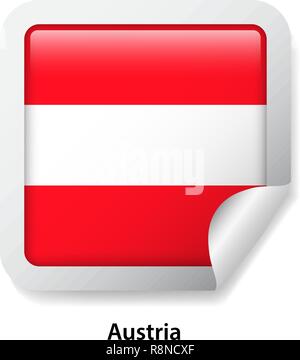 Flag of Austria. Round glossy sticker Stock Vector