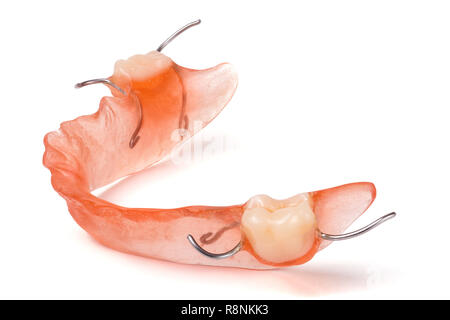 removable partial denture isolated on white background Stock Photo