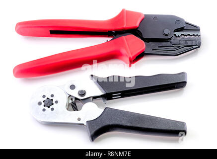 Crimping tools isolated on white background closeup Stock Photo