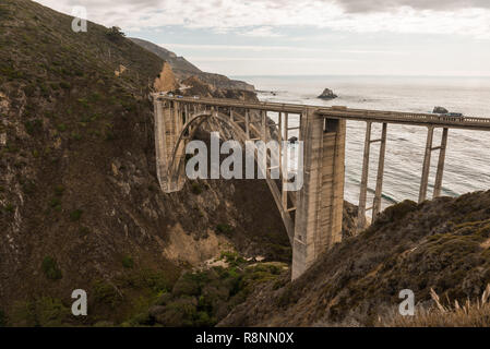 Views of the Bixby Creek Bridge at sunset in Big Sur, California, USA. Stock Photo