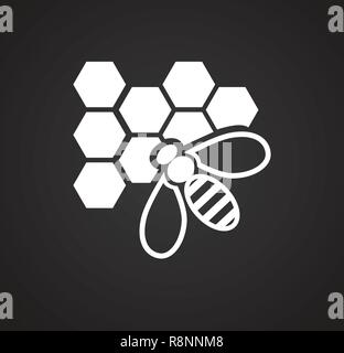 Bee with cells icon on black background for graphic and web design, Modern simple vector sign. Internet concept. Trendy symbol for website design web button or mobile app. Stock Vector