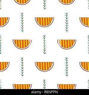 Hand drawn abstract oranges seamless pattern. Vector colorful background in modern style. Striped funny texture for surface designs, textiles, wrappin Stock Vector