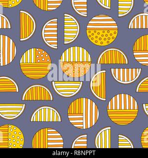 Hand drawn abstract oranges seamless pattern. Vector colorful background in modern style. Striped funny texture for surface designs, textiles, wrappin Stock Vector