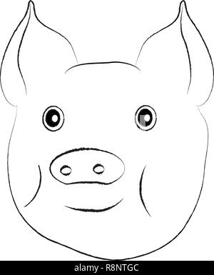 pig head vector illustration isolated on white background icon Stock Vector