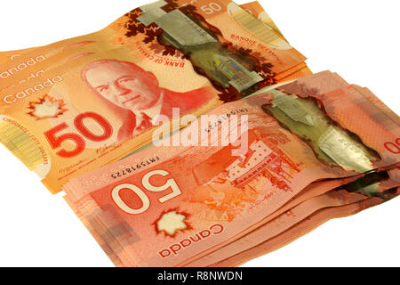 Canadian money and change. Stock Photo
