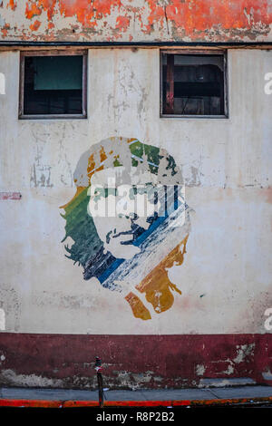 colourful stencil street art depicting Che Guevara in Havana Cuba Stock Photo