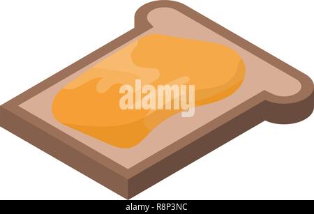 Honey on bread icon, isometric style Stock Vector