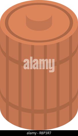 Wood honey barrel icon, isometric style Stock Vector