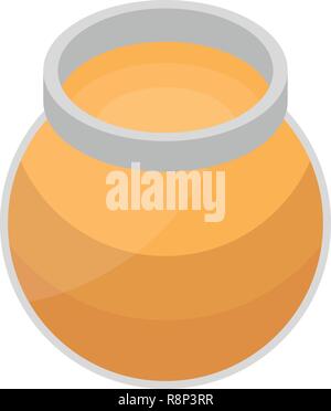 Open honey jar icon, isometric style Stock Vector