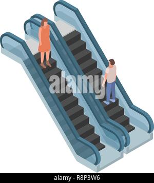 Two direction escalator icon, isometric style Stock Vector
