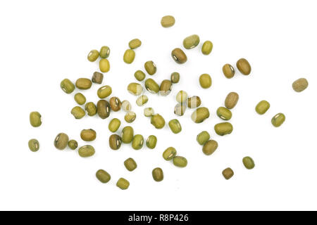 Mung beans isolated on white background. Top view