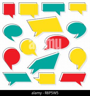 Set of pop art Speech Bubbles. Vector illustration. Collection of retro comic speech bubbles Stock Vector