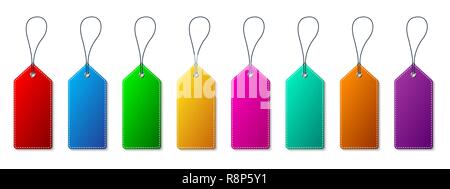 Set of Price Tags. Vector illustration. Realistic discount red tags, isolated Stock Vector