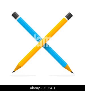 Two crossed pencil isolated. Vector illustration. Education concept Stock Vector