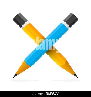 Two crossed pencil isolated. Vector illustration. Education concept Stock Vector