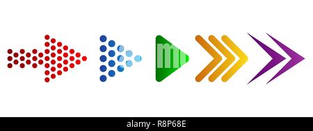 Set of colored arrows. Vector illustration. Arrows collection isolated on white background. Stock Vector