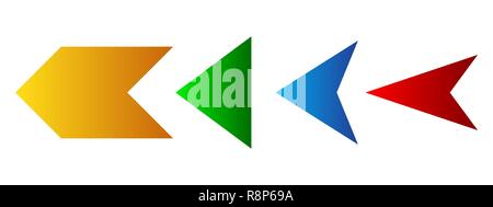 Set of colored arrows. Vector illustration. Arrows collection isolated on white background. Stock Vector