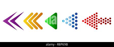 Set of colored arrows. Vector illustration. Arrows collection isolated on white background. Stock Vector