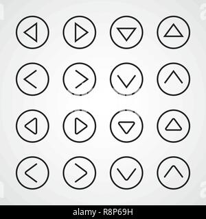 Set of linear arrows. Vector illustration. Collection of arrows in a circle Stock Vector