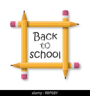 Back to School banner. Vector illustration. Frame from pencil, isolated on white background Stock Vector