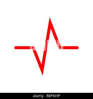 Red heartbeat icon. Vector illustration. Heartbeat sign in flat design. Heartbeat isolated. Stock Vector