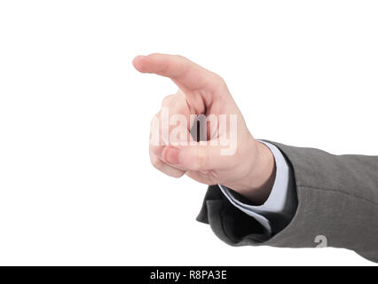 closeup. businessman points to a copy space. isolated on white background. Stock Photo