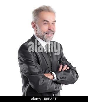 portrait of a smiling businessman.isolated on grey background Stock Photo