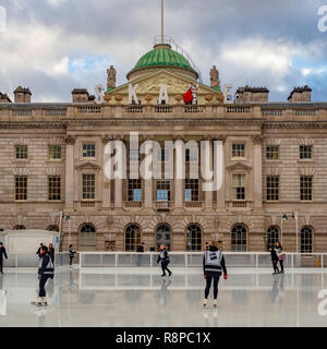 Ice skating rink at Somerset House, London, UK. Stock Photo