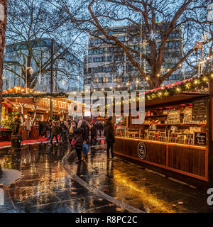 Stalls at Leicester Square Christmas Market, London, UK. Stock Photo