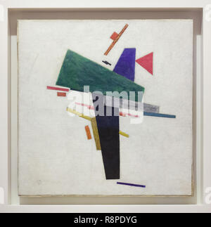 Painting 'Suprematist Composition' by Russian avant-garde painter Kazimir Malevich (1916) on display in the Peggy Guggenheim Collection in Venice, Italy. Stock Photo