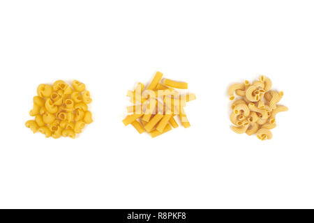 different types of pasta isolated on white background. Stock Photo