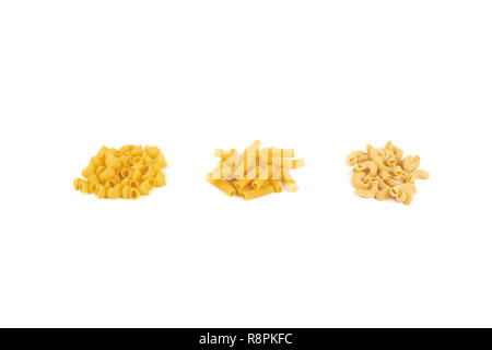 different types of pasta isolated on white background. Stock Photo
